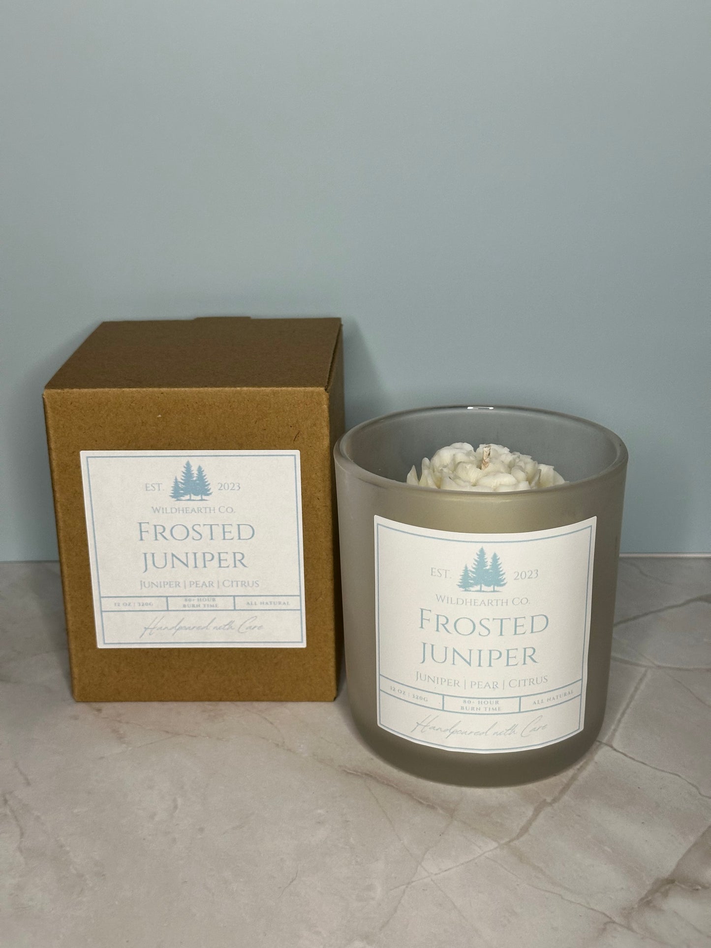 Frosted Juniper – Clean-Burning Coconut Soy & Beeswax Candle | Wildhearth Co
